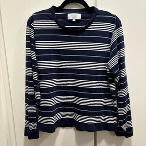 La Ligne Women’s Sz Large Navy Striped Long Sleeve Top